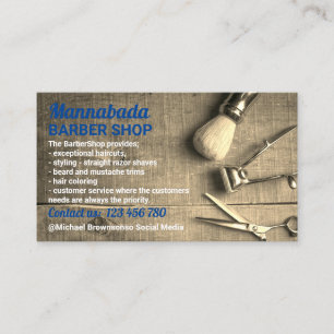Tarjeta De Visita Barbería de la Marina foto salón de belleza rústic