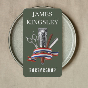 Tarjeta De Visita Barbería de Lujo Bosque Verde Barbería Profesional