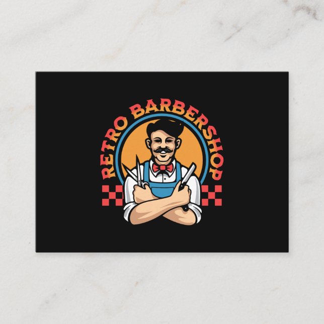 Tarjeta De Visita Barbería de Mascot Retro (Anverso)