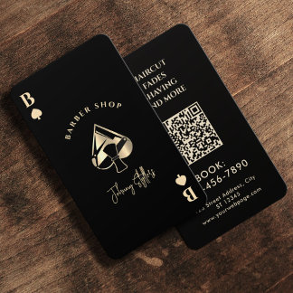 Tarjeta De Visita Barbería del as de espadas de oro