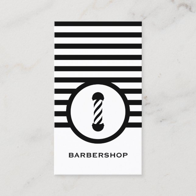 Tarjeta De Visita Barbería elegante rayada (Anverso)