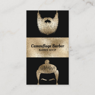 Tarjeta De Visita Barbería hipster oro brillante