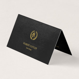 Tarjeta De Visita Barbería lujoso y elegante estilo de cuero negro