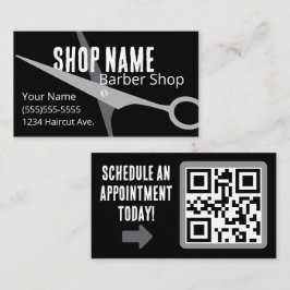 Tarjeta De Visita Barbería Masculina Negra y Gris