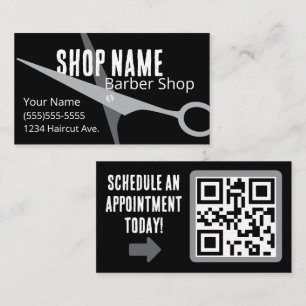 Tarjeta De Visita Barbería Masculina Negra y Gris