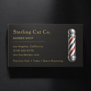 Tarjeta De Visita Barbería Metálica Profesional