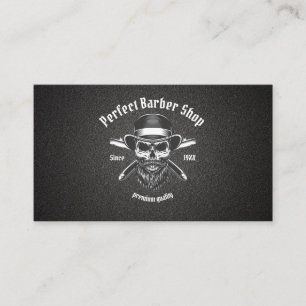Tarjeta De Visita Barbería Metalizado negra elegante salón de pelu