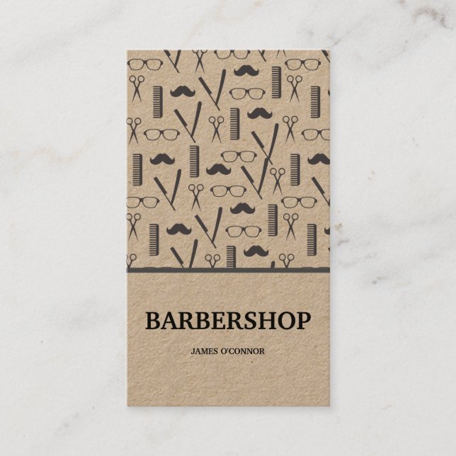 Tarjeta De Visita Barbería Mínima Limpia de Barbería (Anverso)