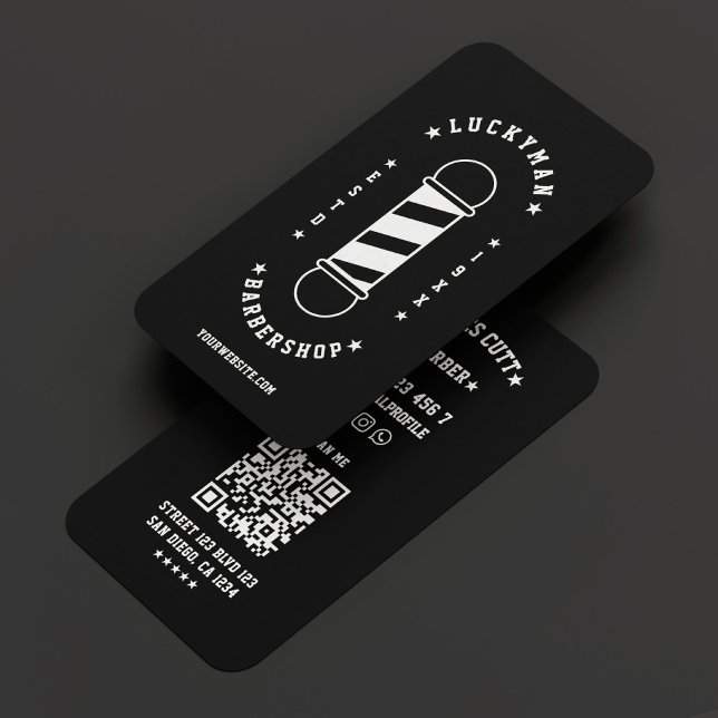 Tarjeta De Visita Barbería Mínima Móvil Barber Negro (Minimal Mobile Barber Barbershop Black Business Card
)