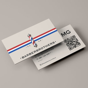Tarjeta De Visita Barbería Minimalista Barra de Barbería Arena Rojo 