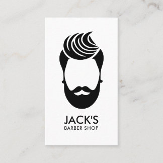 Tarjeta De Visita Barbería minimalista en blanco y negro