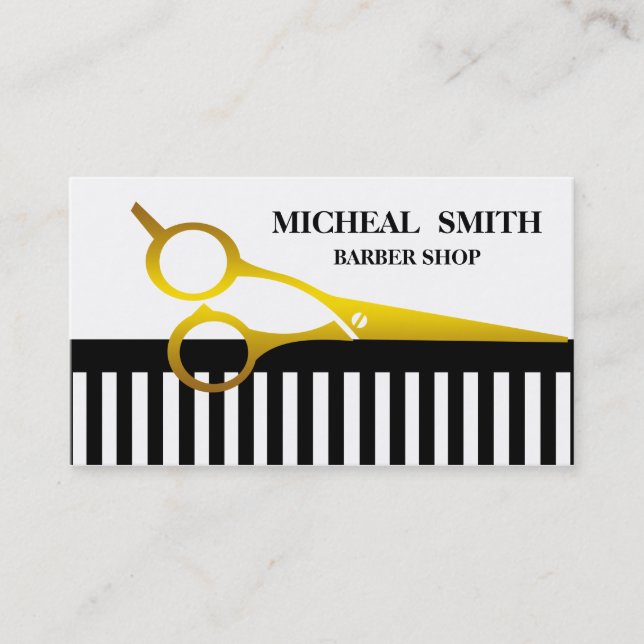 Tarjeta De Visita Barbería Minimalista simple (Anverso)
