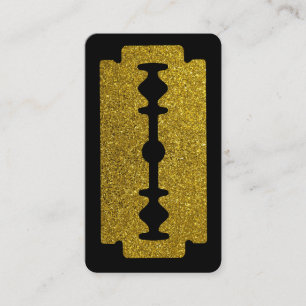 Tarjeta De Visita Barbería Minimalista Simple Hoja de Navaja de Oro
