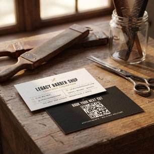 Tarjeta De Visita Barbería Moderna de Oro