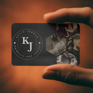 Tarjeta De Visita Barbería Moderna Minimalista en Blanco y Negro