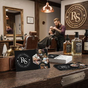 Tarjeta De Visita Barbería Moderna Negra