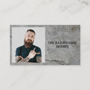 Tarjeta De Visita Barbería Moderna y Elegante en Negro y Gris