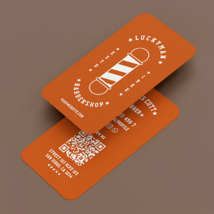Tarjeta De Visita Barbería Naranja Minimalista Móvil