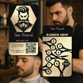 Tarjeta De Visita Barbería Profesional black&Gold Lealtad y