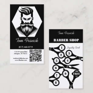 Tarjeta De Visita Barbería Profesional black&White Lealtad y