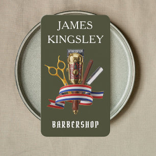 Tarjeta De Visita Barbería profesional de lujo Barber verde bosque