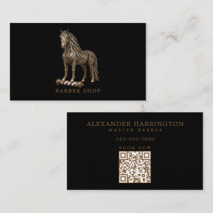 Tarjeta De Visita Barbería Profesional Minimal Bronce Mustang