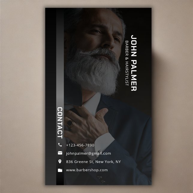 Tarjeta De Visita Barbería profesional minimalista (Minimalist Professional Barber Shop Business Card)