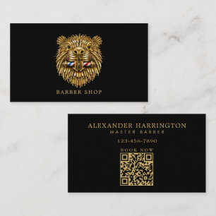 Tarjeta De Visita Barbería Profesional Minimalista Golden Beaver