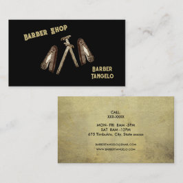 Tarjeta De Visita Barbería simple de oro negro moderno profesional