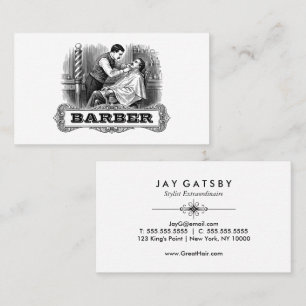 Tarjeta De Visita Barbería Vintage Retro Blanco y Negro