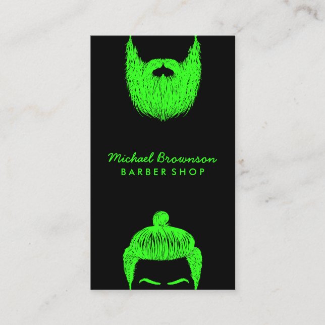 Tarjeta De Visita Barbero con logo de Hipster (Anverso)