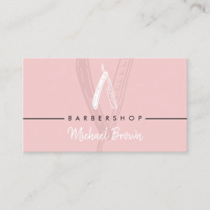 Tarjeta De Visita Barbero navaja Elegante rosa chic