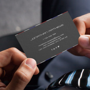 Tarjeta De Visita Barbero Rojo Blanco Azul Horizontal Personalizado