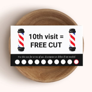 Tarjeta De Visita Barbershop 10 Punch Visita Empresas de Lealtad