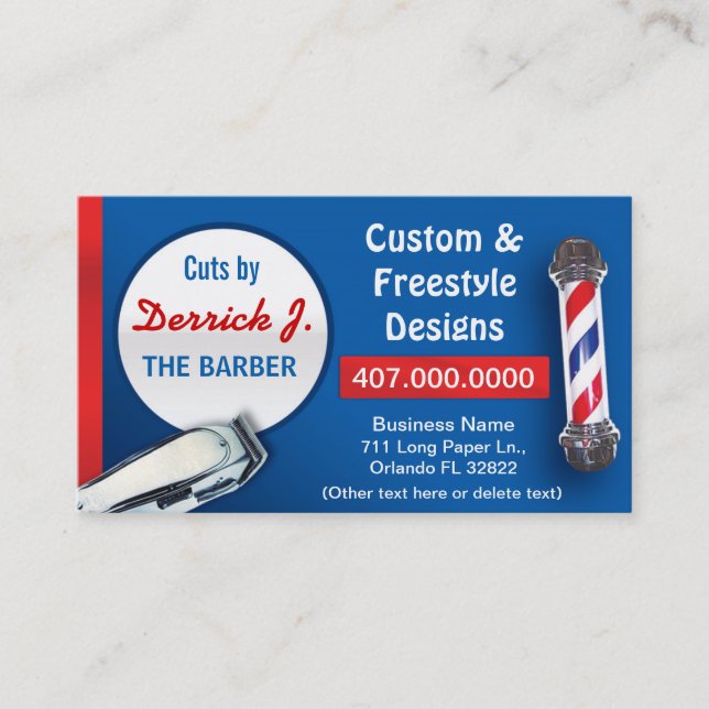 Tarjeta De Visita Barbershop Barber (barra de barberas y alfileres) (Anverso)
