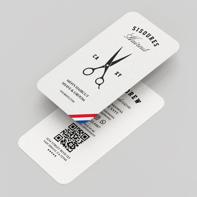 Tarjeta De Visita Barbershop Barber Black White Modern (Barbershop Barber Black White Modern Business Card
)