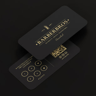 Tarjeta De Visita Barbershop Barber Pole Elegante Lealtad Negra