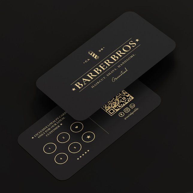 Tarjeta De Visita Barbershop Barber Pole Elegante Lealtad Negra (Barbershop Barber Pole Elegant Black Loyalty Business Card
)