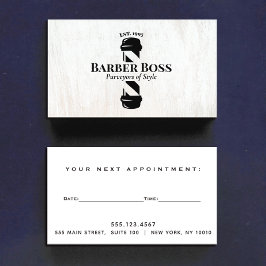 Tarjeta De Visita Barbershop Barber Pole Nombramiento Reminder Wood