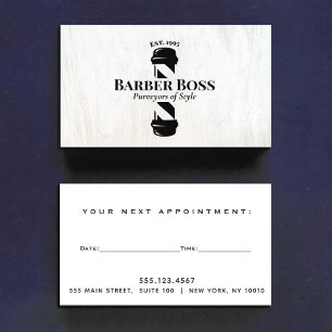 Tarjeta De Visita Barbershop Barber Pole Nombramiento Reminder Wood