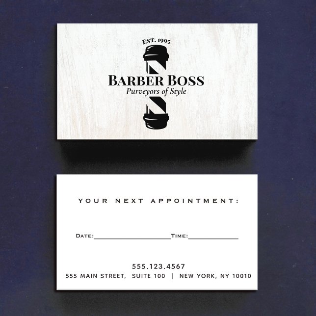 Tarjeta De Visita Barbershop Barber Pole Nombramiento Reminder Wood (Subido por el creador)