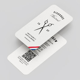 Tarjeta De Visita Barbershop Barber Rojo Azul Azul Blanco Moderno