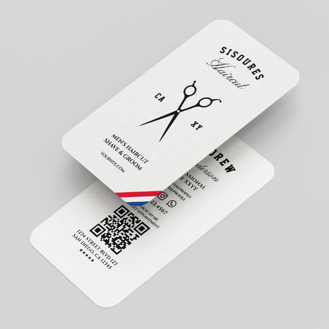 Tarjeta De Visita Barbershop Barber Rojo Azul Azul Blanco Moderno (Classic Barbershop Barber Red White Blue Modern Business Card
)