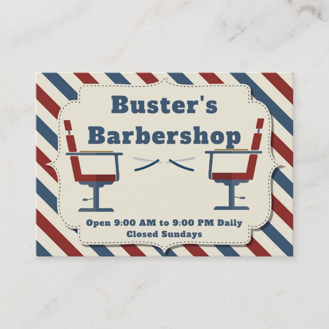 Tarjeta De Visita Barbershop Barber sillones con Boarder Personaliza (Anverso)