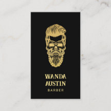 Barbershop Black And Gold Barber Skull