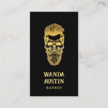 Barbershop Black And Gold Barber Skull