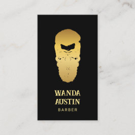 Tarjeta De Visita Barbershop Black And Gold Barber Skull