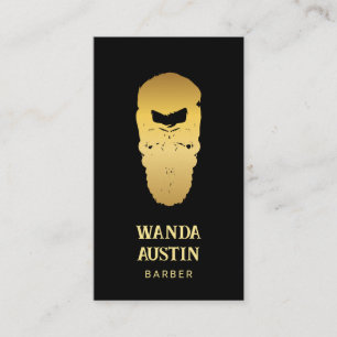Tarjeta De Visita Barbershop Black And Gold Barber Skull