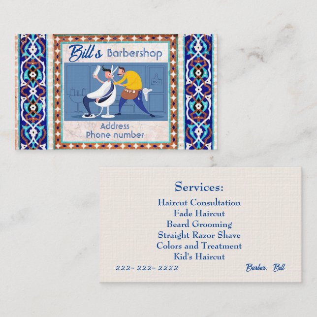 Tarjeta De Visita Barbershop Business Card (Anverso / Reverso)