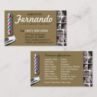 Tarjeta De Visita Barbershop Business Card-Barber pole, clippers com